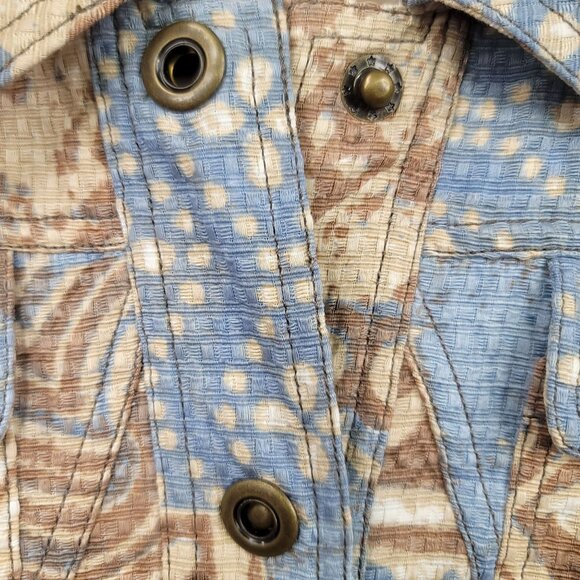 2007 Deadstock Multiples Missy Nantucket Quilted Jacket XL Cotton Brown Blue - Picture 3 of 12